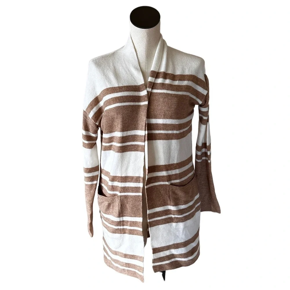 NWOT BANANA REPUBLIC Striped Relax Fit Open Front Cardigan Pockets